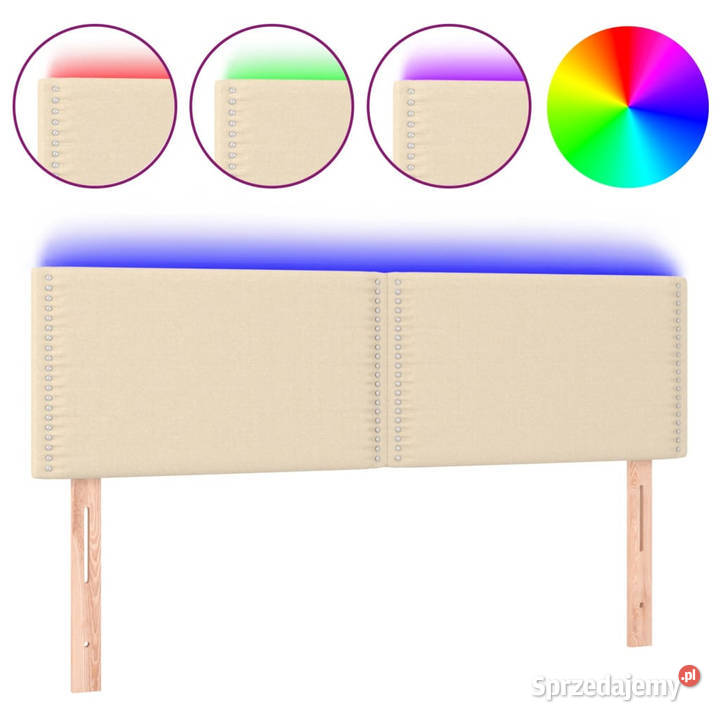 Zagłówek do łóżka z LED kremowy 144x5x7888 Meble