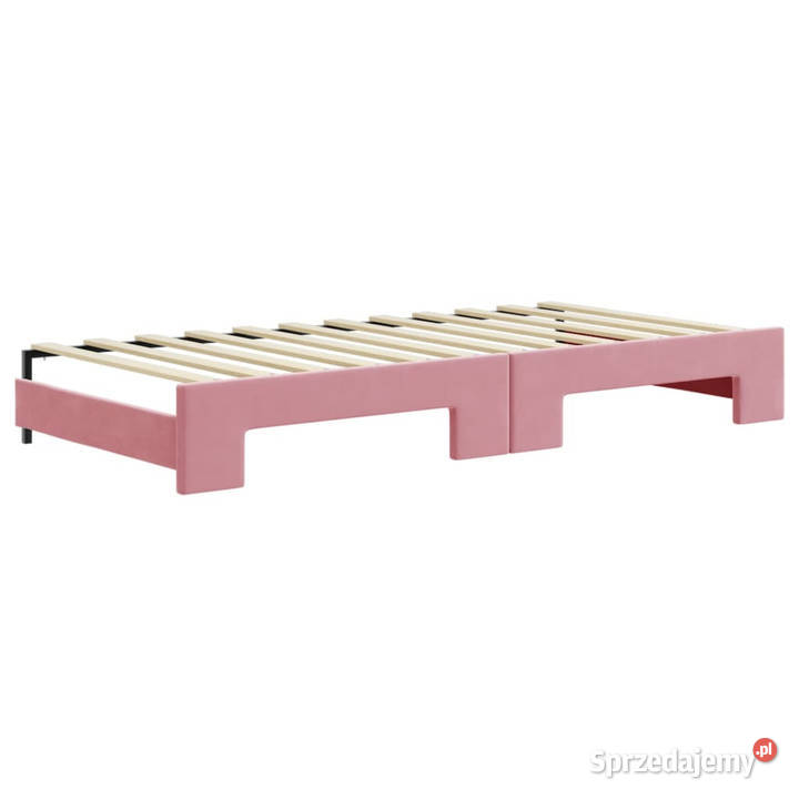 Sofa rozsuwana z szufladami różowa aksamit 100cm Warszawa
