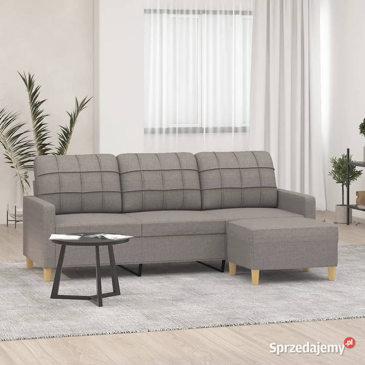 3osobowa sofa z podnóżkiem taupe 180 tkaniną
