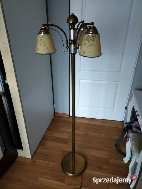 Lampa podłogowa mosiężna z 3 abażurami Bielsko-Biała