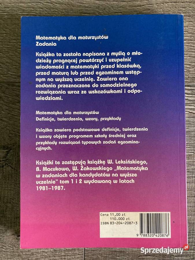 Książka Matematyka maturzystów zadania Leksiński Nisko