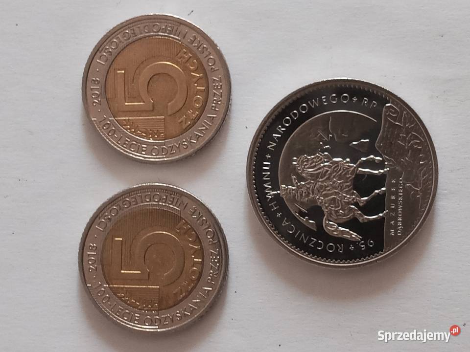 Monety 5 zł z 2018 + medal 95 rocznica hymnu narodowego