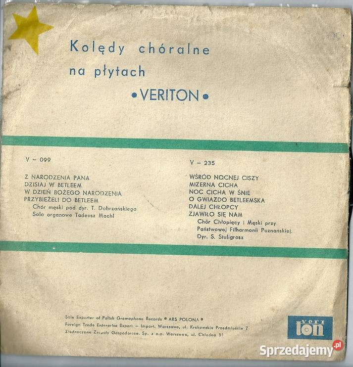 Chór Męski Kolędy chóralne płyta winylowa płyta winylowa łódzkie Łódź