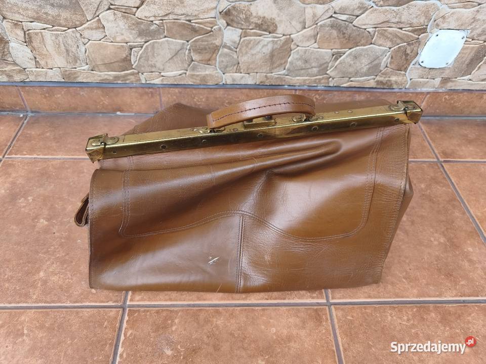 Torba podróżna skórzana VINTAGE Retro PRL