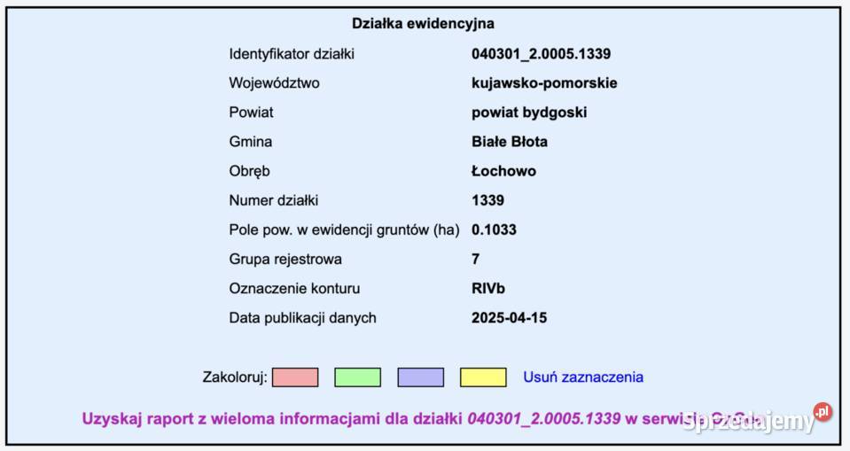 Łochowo działki 858m1033m1226m