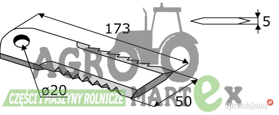 87318316 NÓŻ SIECZKARNI RUCHOMY 20 gr 5mm CNH nieuszkodzony Części zamienne Wichrów