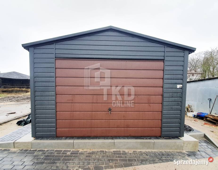 Garaż Blaszany 4x6 Brama uchylna Rynny Antracyt 24m2 Kłodzko