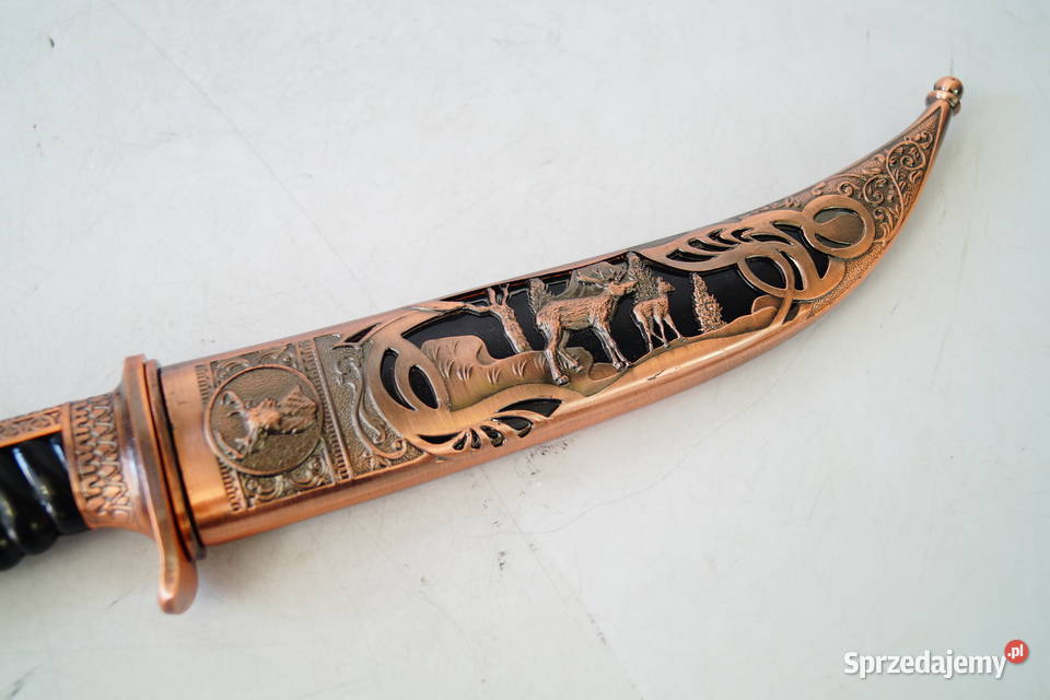 NÓŻ MYŚLIWSKI dekoracyjny z jeleniem prezent Gizałki