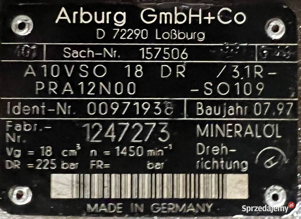 Arburg A10VSO 18 DR 31RPRA12N00SO109 R910971938 Poznań