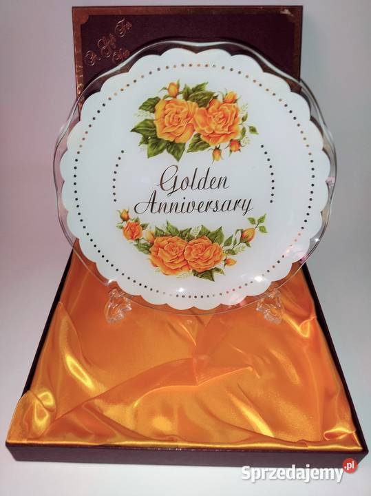 TALERZ szkło okolicznościowe ZŁOTE GODY śląskie Częstochowa