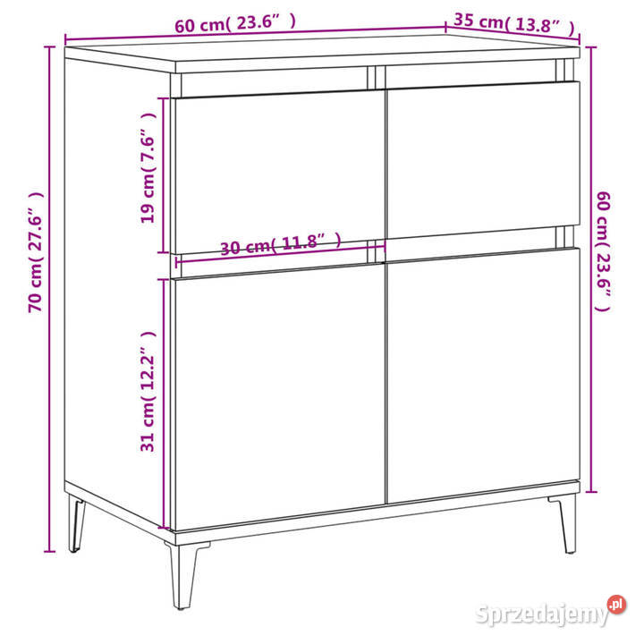 Komoda przydymiony dąb 60x35x70 materiał Warszawa