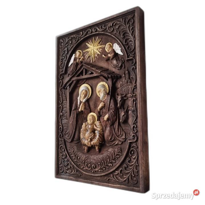 Ręcznie malowany relief przedstawiający Boże Malechowo