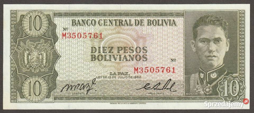 BOLIWIA 10 pesos bolivianos 1962 Busch STAN Łódź sprzedam
