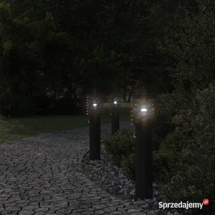 Lampy ogrodowe na słupku z czujnikiem 3 czarne Warszawa