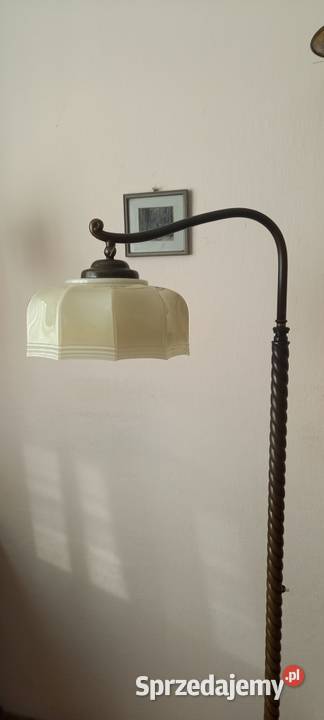 Stara mosiężna lampa z ruchomym ramieniem Klosz Skierniewice