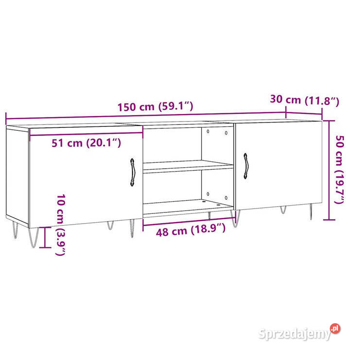 Szafka TV stare drewno 150x30x50 materiał