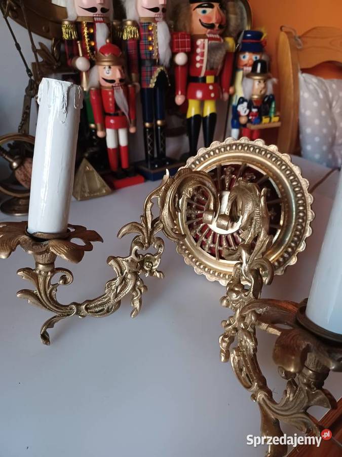 Piękny masywny kinkiet mosiężny wielkopolskie Poznań