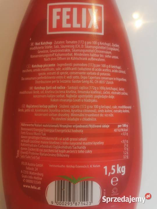 Ketchup FELIX Pikantny 15 Import Austria Ketchupy małopolskie Tarnów