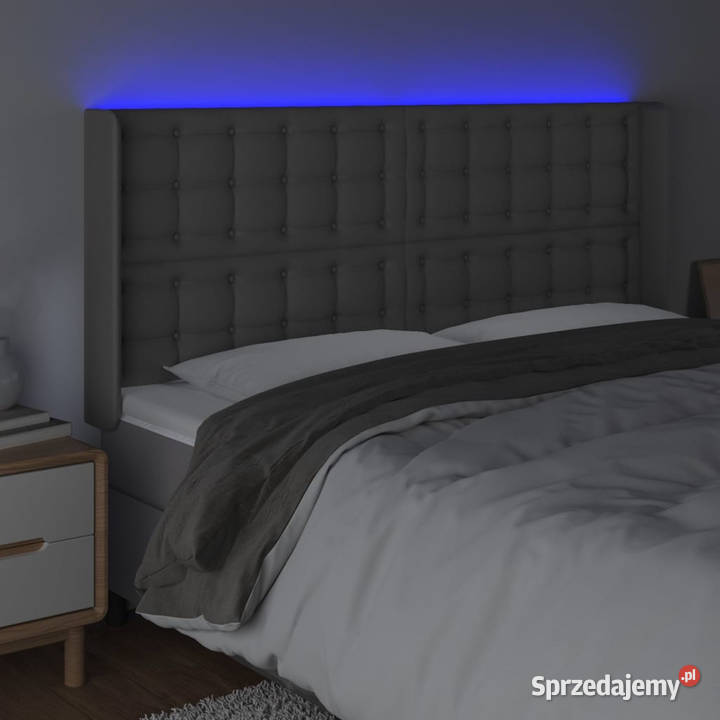 Zagłówek do łóżka z LED szary 163x16x118128 Warszawa