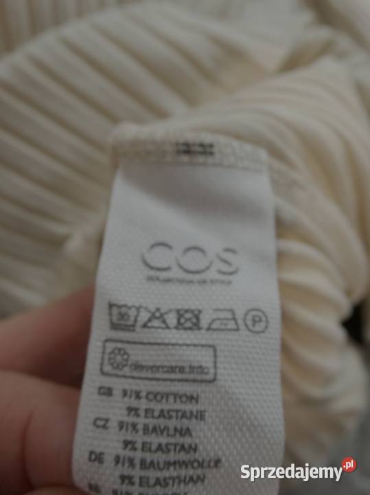 Bluzka Dzianinowa Prążkowana Modne Wiązanie biały Łomża