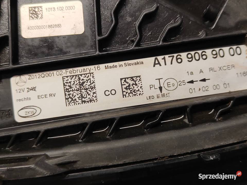 Lampa Prawy Przód Przednia Prawa Mercedes AKlasa
