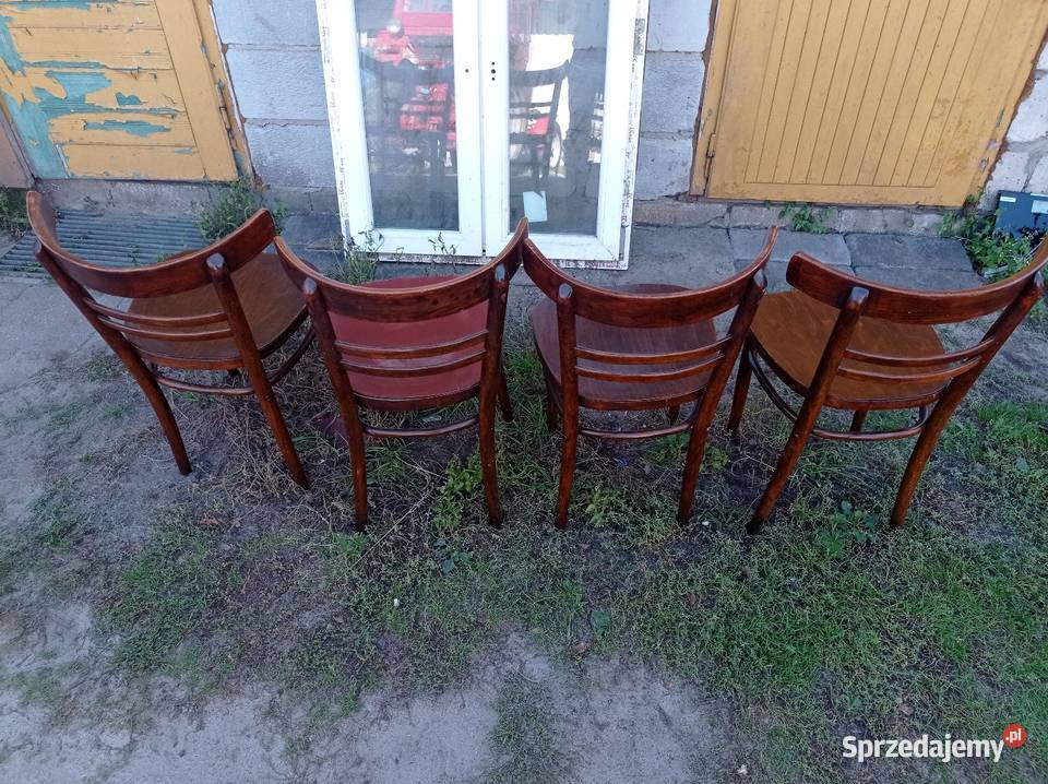 Zabytkowe drewniane krzesła PRL 4 Pionki sprzedam