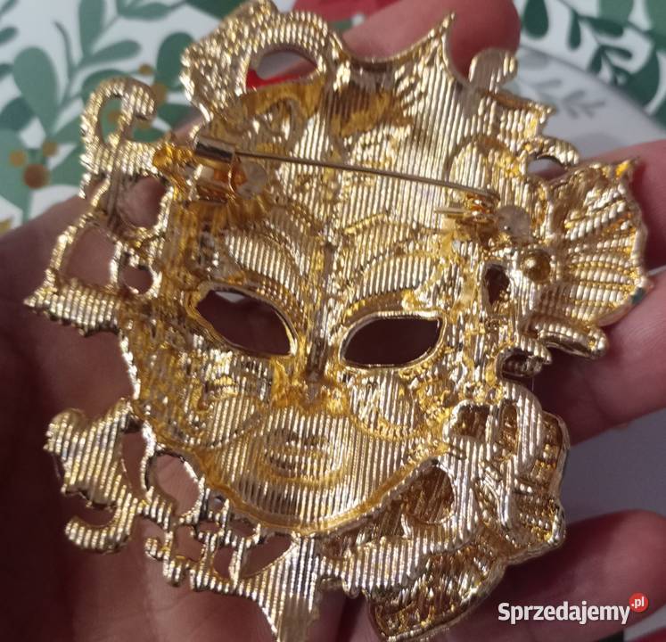 Piękna duża broszka maska wenecka Białystok