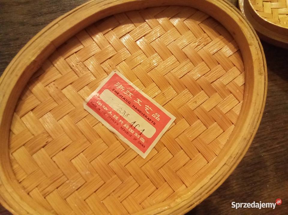 Stary wiklinowy pojemnik z kaczką Vintage Warszawa