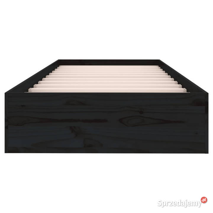 Rama łóżka czarna lite drewno pojedyncza 75x190
