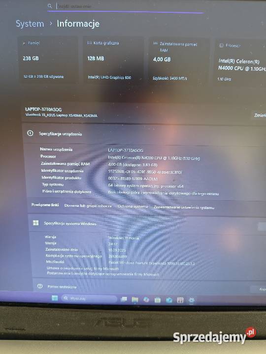 Laptop Asus X543MADM502T Sprawny Ładowarka w Nieszawa