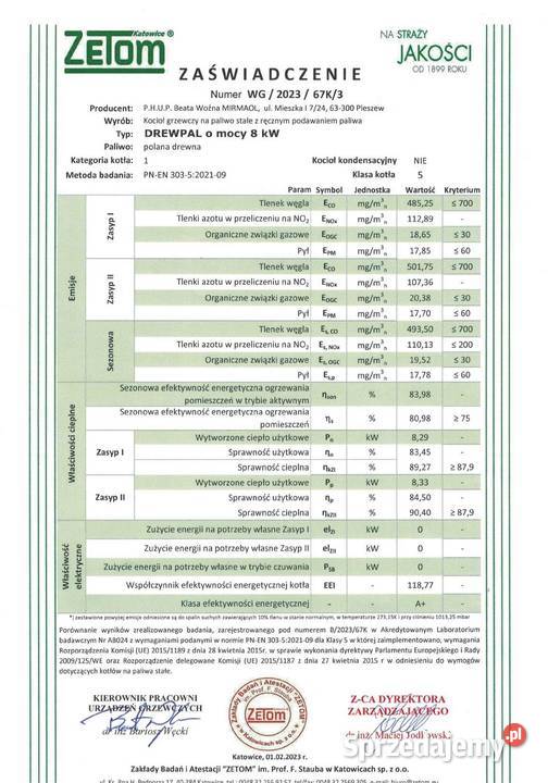 Kocioł co zgazowujący drewno DREWPAL moc 8 kW
