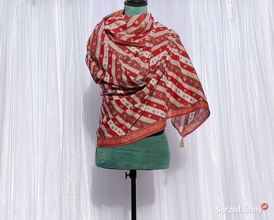Duża orientalna chusta dupatta wzór pasy zachodniopomorskie Szczecin