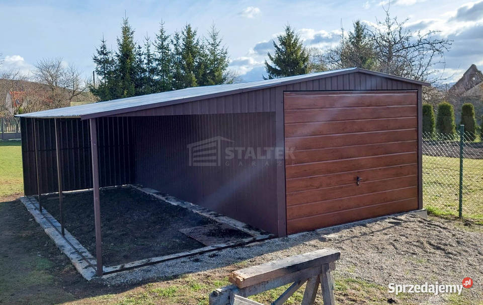 Garaz blaszany 3x6m wiata 3m brama uchylna okno Sprzedaż Dąbrowa Górnicza