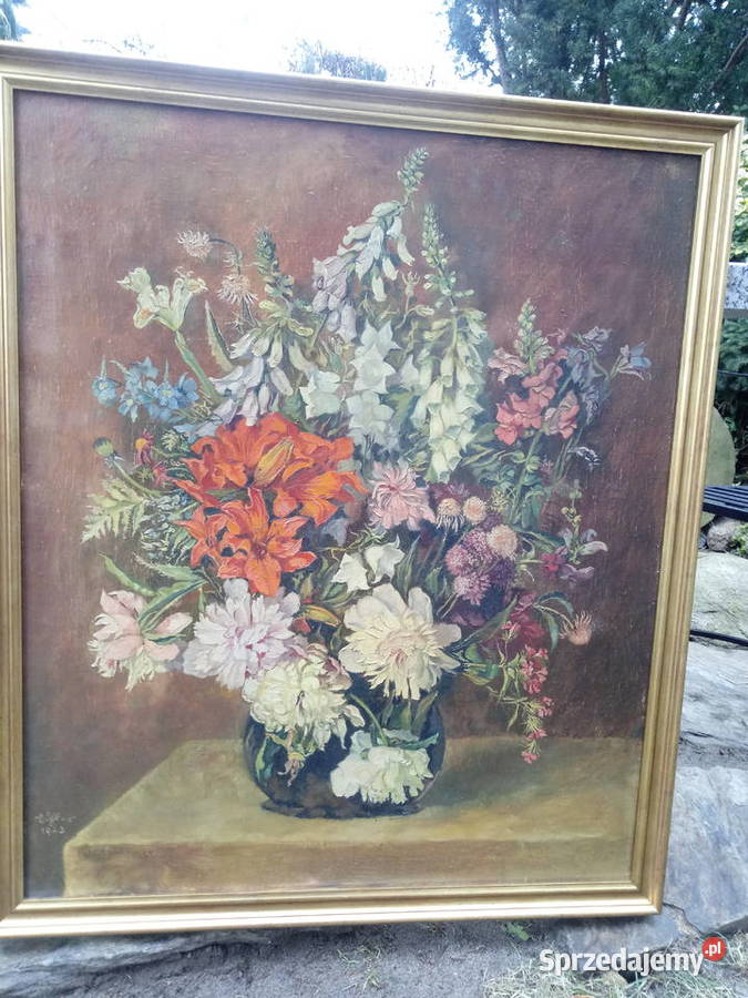 przedwojenny obraz olejny na płótnie 1943 r Piotrówek sprzedam