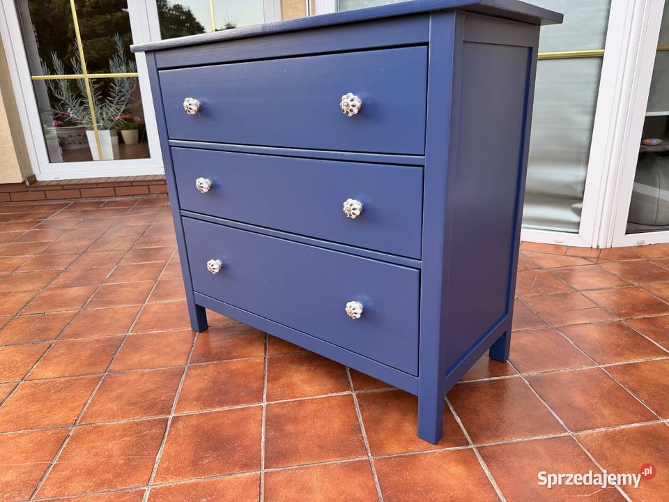 Komoda drewniana z szufladami granatowa szafka Garwolin