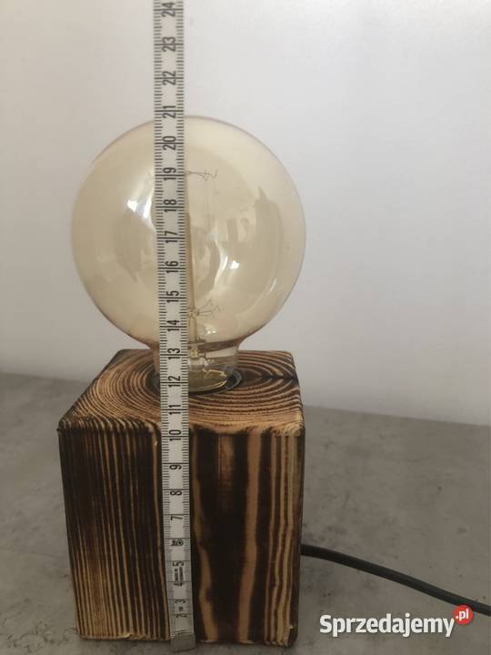 NOWA lampka stołowa drewno wypalane żarówka wielkopolskie Poznań sprzedam