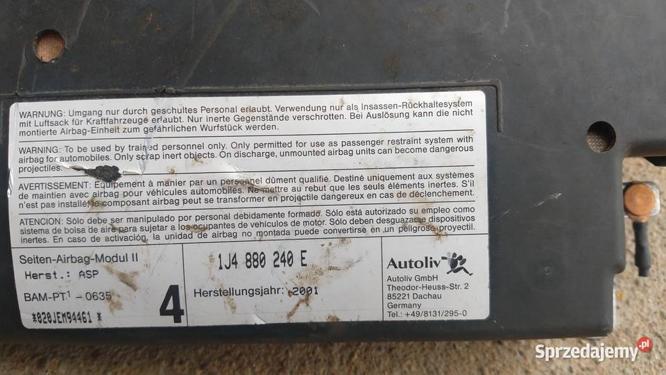 Air Bag poduszki powietrzne 1J4 880 239 E 1J4 poduszki powietrzne Ostrołęka