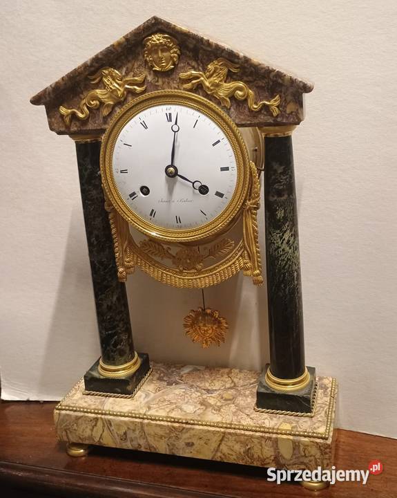 Zegar kominkowy portykowy styl Empire marmur i
