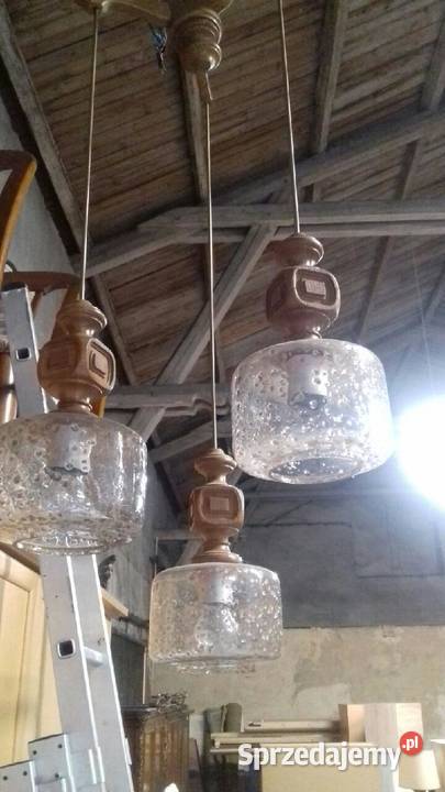 Retro lampa wiszaca zwisy Trzy ramiona zwisow Lubań