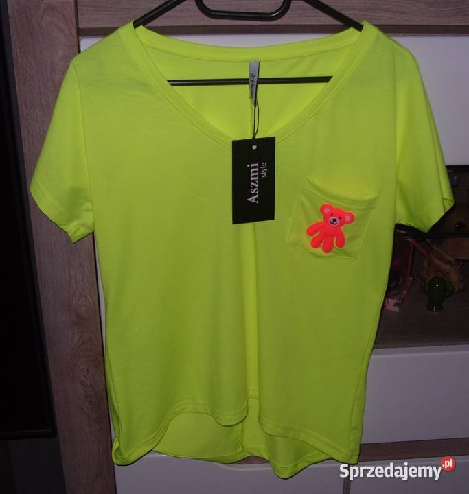 DimiliNowa Limonkowa Neon koszulka z kieszonką z Bluzki i koszule
