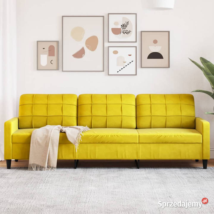 Sofa 3osobowa żółty 210 tapicerowana aksamitem Warszawa