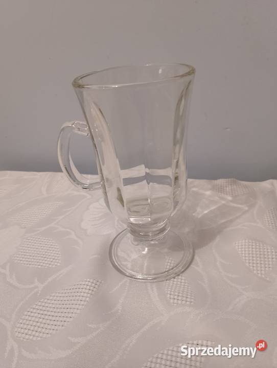 SZKLANKA do kawy wysoka z uchem kubek szklany Złotniki