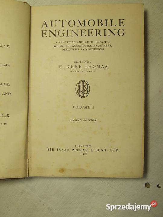 Automobile Engineering technika samochodowa 1938 twarda