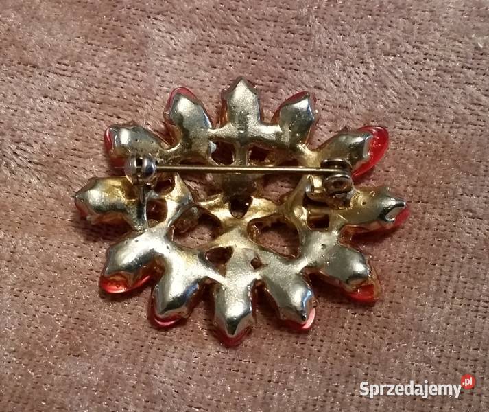 Stara angielska broszka różowoczerwona Ochojno sprzedam