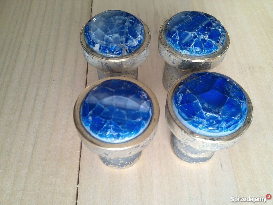 Szklane gałki do mebli komplet retro Warszawa