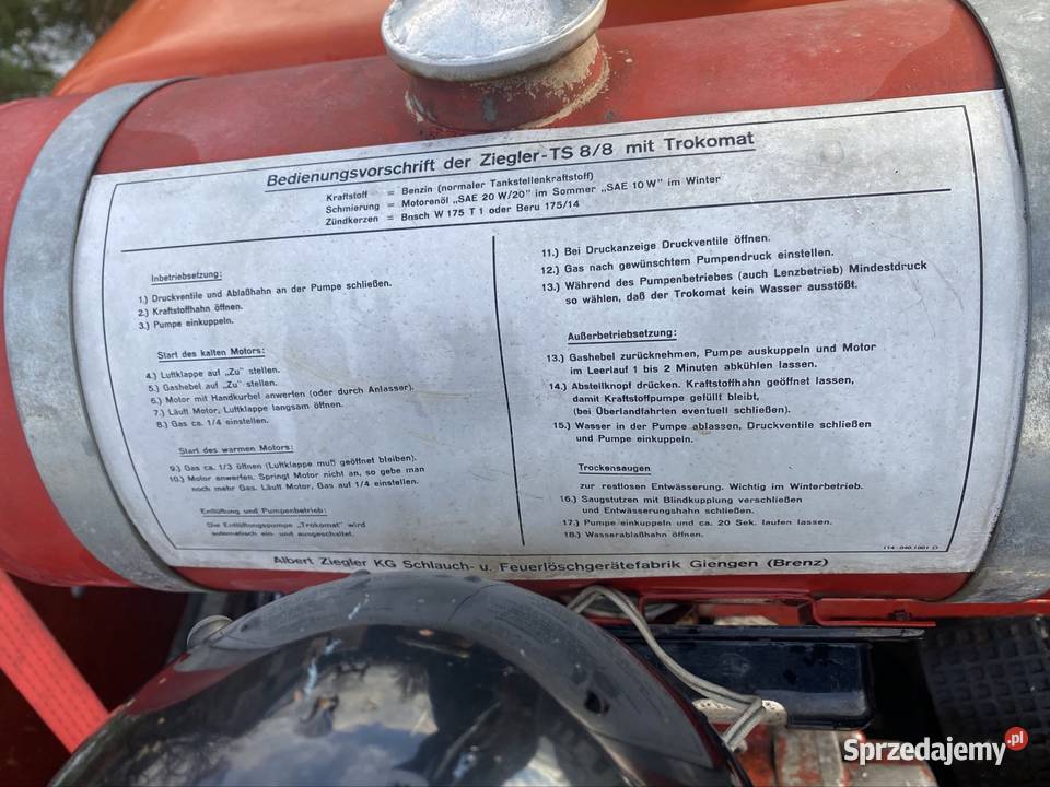 Motopompa Ziegler 83 mth węże spalinowa Luzino