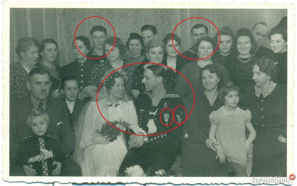 Stare zdjęcie żołnierz niemiecki wesele Ostrów Wielkopolski