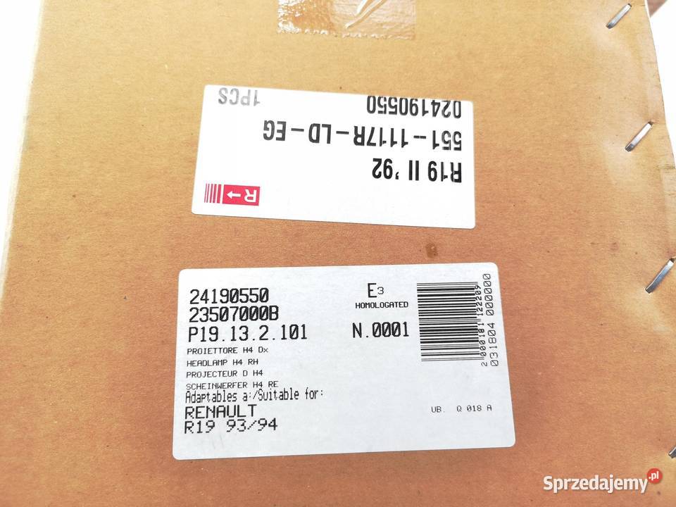LAMPA PRAWY PRZÓD RENAULT 19 9297 24190550