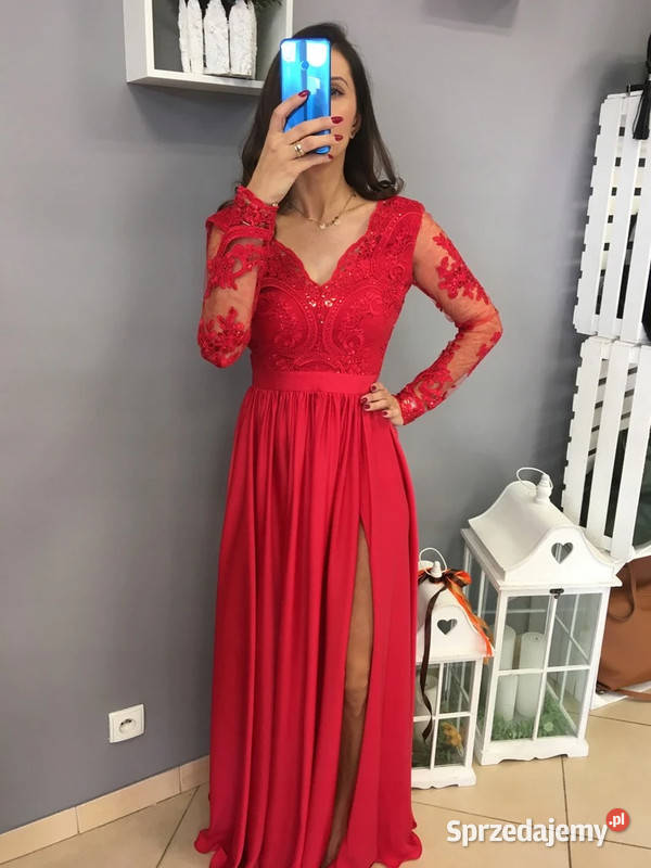 szybka wyprzedaż koronkowa czerwona sukienka 38 śląskie Sosnowiec sprzedam