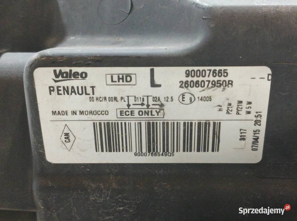 LAMPA PRZÓD LEWA EU 260607950R Dacia Dokker I Lampy przednie Motoryzacja